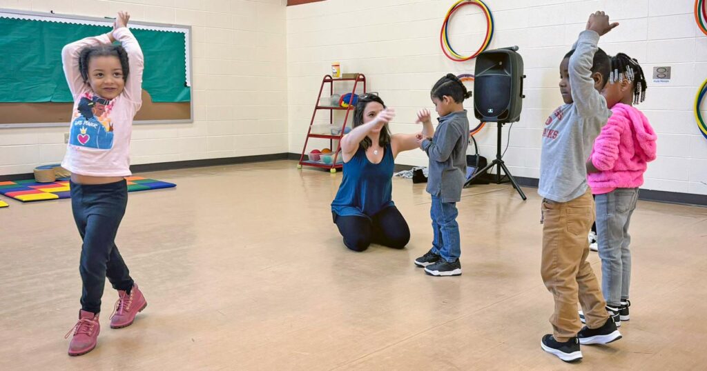 CSO Head Start kids explore the world of dance with Amy Turner, fostering creativity and confidence.